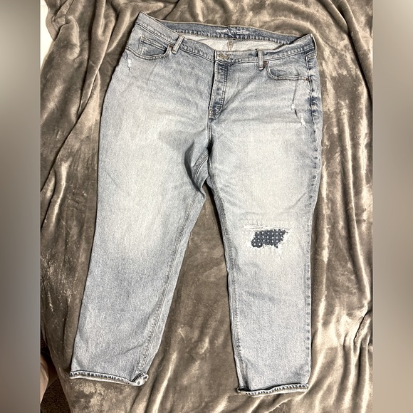 Old Navy High-Waisted Slouchy Straight Cropped Distressed Jeans for Women - Picture 1 of 5
